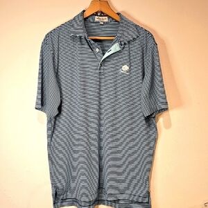 Peter Millar Blue Striped Woodland Golf Men's Shirt Sz. L